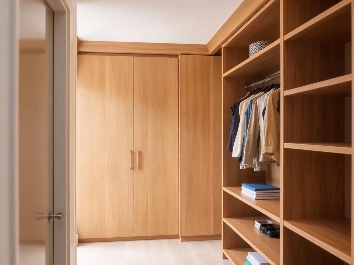 Maßgefertigter Einbauschrank aus Eiche in einem hellen Flur